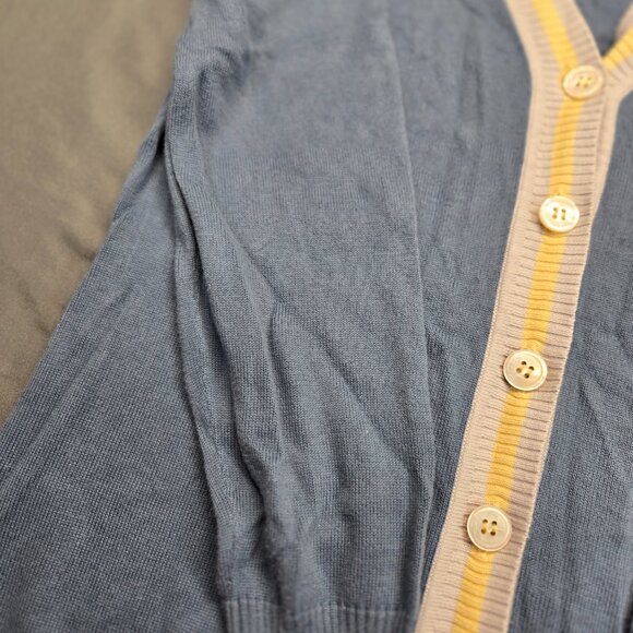🐊 Lacoste Blue V-Neck Button Cardigan | Size 38 (Small) - Picture 9 of 16